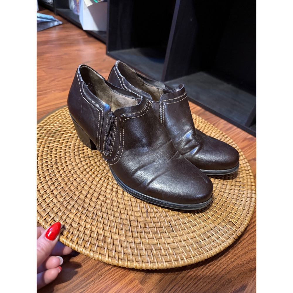 Natural Soul by Naturalizer Womens Brown Ankle Booties Shooties 9M Block Heel